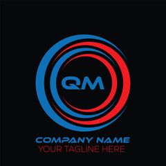 QM letter logo creative design. QM unique design. QM letter logo design on black background.