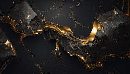 Abstract black and gold marble background