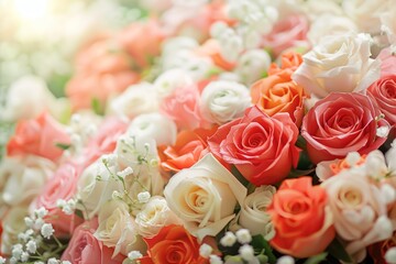 Beautiful bouquet of flowers. Holiday Background with flowers