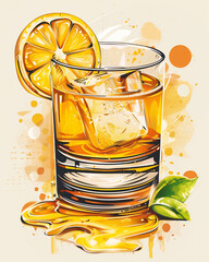 Whiskey Sour Cocktail Exhibition Poster USA 1860 - obrazy, fototapety, plakaty