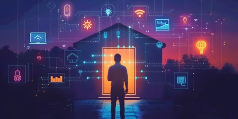Electrician Developing Smart Home Automation System with Advanced Connectivity and Digital Intelligence for Efficient and Sustainable Living