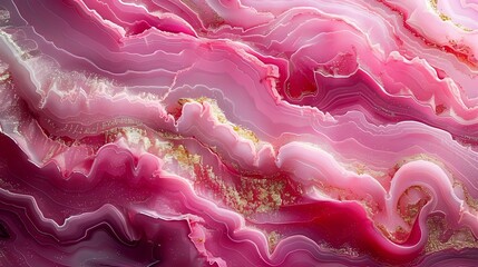 Enchanting Pink and Gold Swirls and Waves Painting