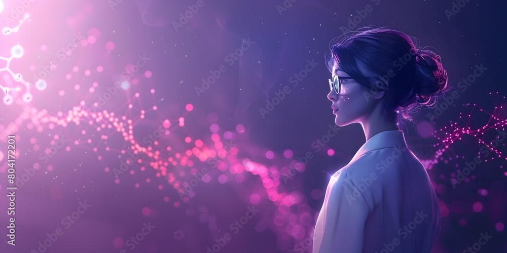 Poster scientist navigating the microscopic frontiers of nanotechnology research and innovation
