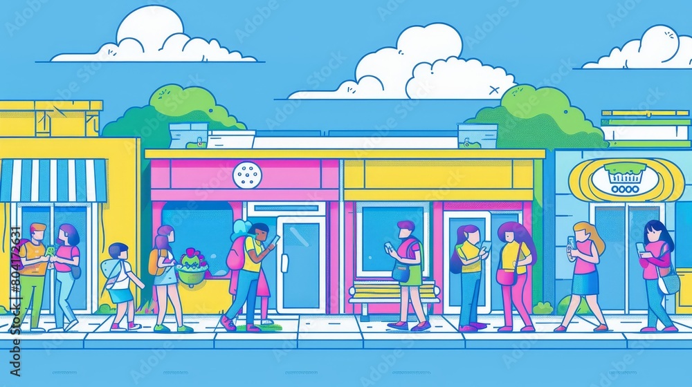 Poster a digital storefront vs. a brick and mortar store. in the virtual world consumers can shop and get s