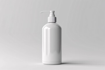 A pure, empty cosmetic container on a white backdrop with 3D effects, used for dispensing various beauty products.