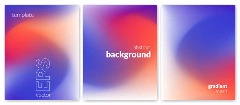 Abstract liquid background. Variation set. Vibrant color blend. Blurred fluid texture. Gradient mesh. Modern design template for posters, ad banners, brochures, flyers, covers, websites. Vector image