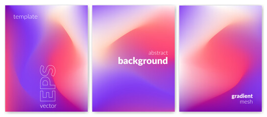 Abstract liquid background. Variation set. Vibrant color blend. Blurred fluid colours. Gradient mesh. Modern design template for posters, ad banners, brochures, flyers, covers, websites. Vector image