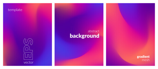 Abstract liquid background. Variation set. Vibrant color blend. Blurred fluid colours. Gradient mesh. Modern design template for posters, ad banners, brochures, flyers, covers, websites. Vector image