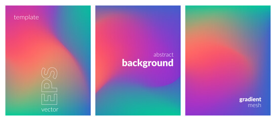 Abstract liquid background. Variation set. Vibrant color blend. Blurred fluid colours. Gradient mesh. Modern design template for posters, ad banners, brochures, flyers, covers, websites. Vector image