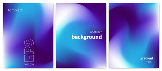 Abstract liquid background. Variation set. Vibrant color blend. Blurred fluid colours. Gradient mesh. Modern design template for posters, ad banners, brochures, flyers, covers, websites. Vector image