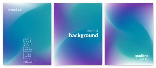 Abstract wavy liquid background. Gradient mesh. Variation set. Green violet vivid color blend. Modern design template for posters, ad banners, brochures, flyers, covers, websites. Vector image