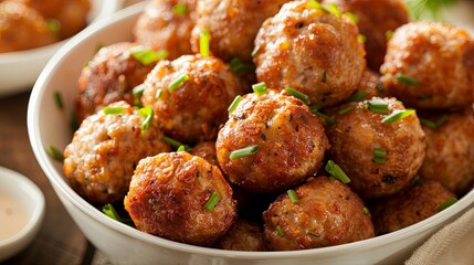 Golden Goodness: Tempt your taste buds with the irresistible allure of fried meatballs, crispy and golden on the outside, tender and flavorful within.