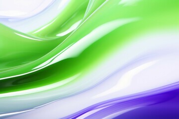 抽象背景テンプレート。ガラス風の質感の立体的な黄緑・白・紫の波