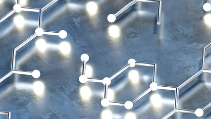 Abstract technology network mesh with light bulbs