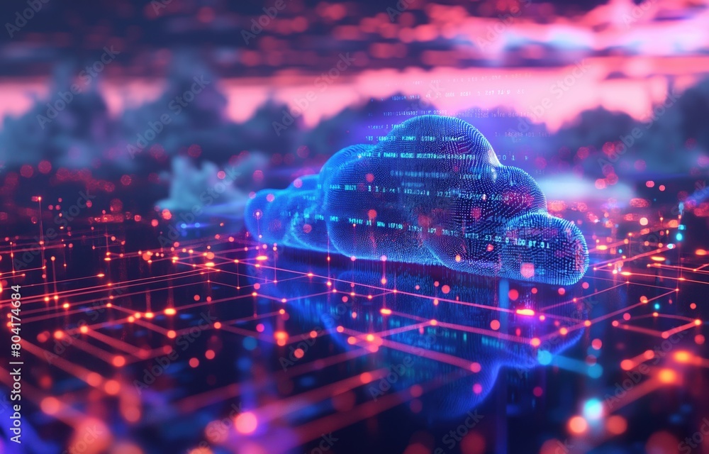 Aufkleber big data cloud mass data storage 3d render digital technology background