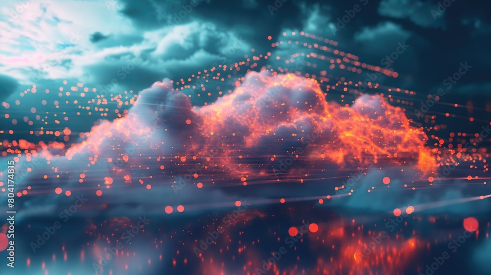 Poster big data cloud mass data storage 3d render digital technology background