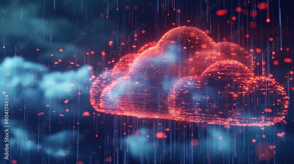 Aufkleber big data cloud mass data storage 3d render digital technology background
