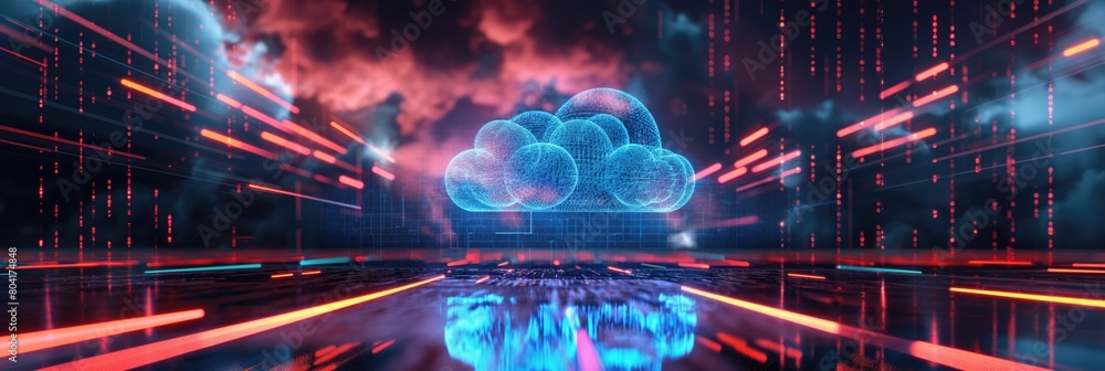 Aufkleber big data cloud mass data storage 3d render digital technology background