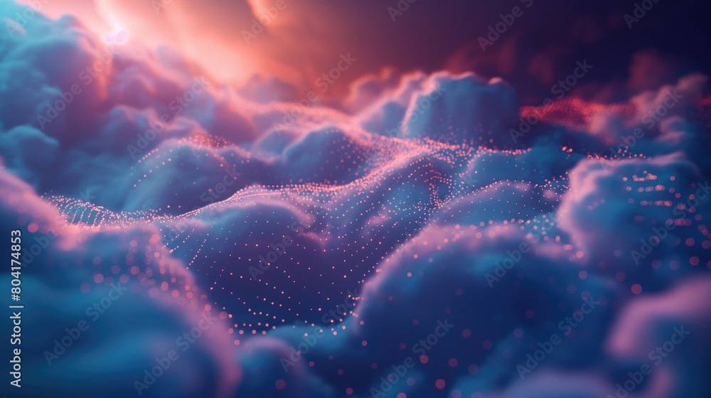 Poster big data cloud mass data storage 3d render digital technology background