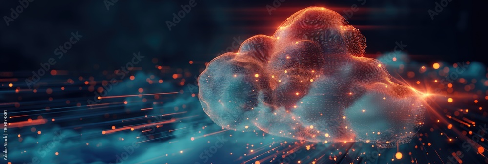 Poster big data cloud mass data storage 3d render digital technology background