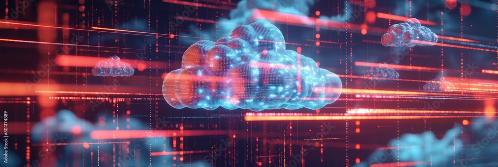 Aufkleber big data cloud mass data storage 3d render digital technology background