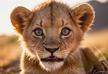 Close up Baby lion