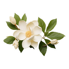 Fototapeta premium Magnolia blossom isolated transparent, Generative AI