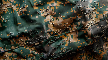 Close-up of a military camouflage pattern.


