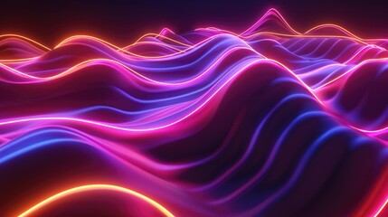 Neon lights and wavy lines.