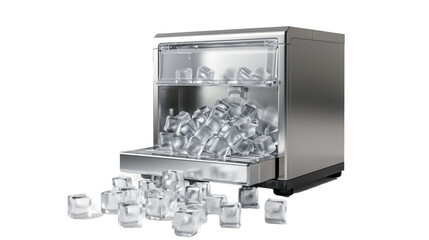 A smart ice maker with cube size selection on a transparent background. PNG format, This PNG file,...