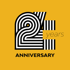 24 years retro anniversary vector illustration template design
