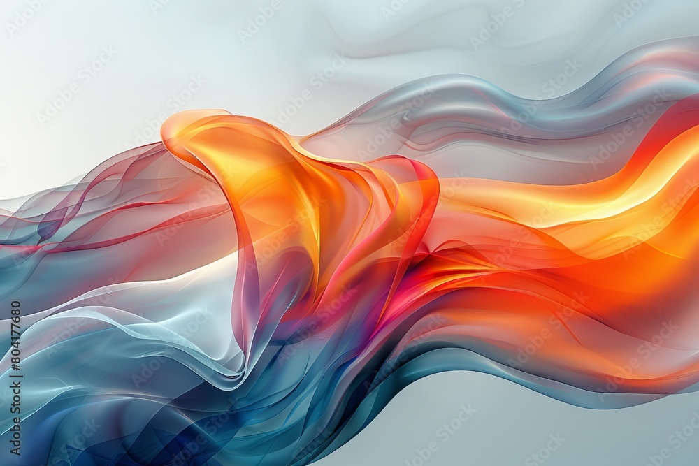 Poster vibrant flowing colors intertwine resembling a wave, showcasing movement and fluidity with a 3d effe