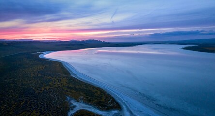 Soda lake at sunset in Carrizo National Monument, Santa Margarita, California, United States of America.