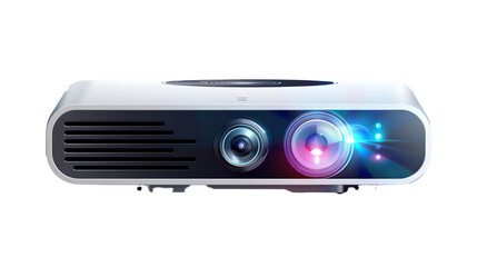 A smart interactive projector with gesture control on a transparent background. PNG format, This...