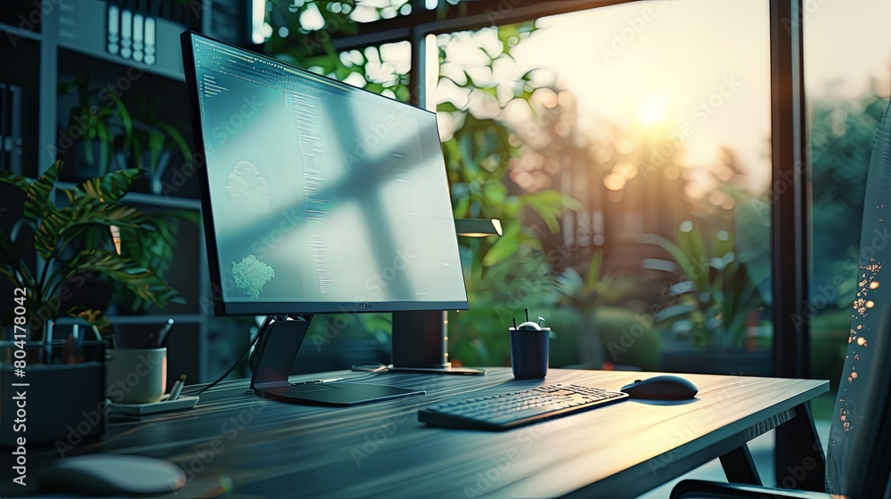 Poster productivity center: optimize your productivity with a high-performance desktop computer, the corner