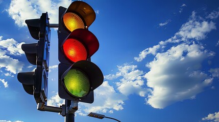 Road Signs: Traffic lights signaling drivers with clear instructions for navigation. - Powered by Adobe