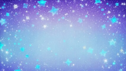 Glittering Cyan, Blue and Purple gradient background with hologram effect and magic lights. fantasy backdrop with fairy sparkles, gold stars, and festive blurs