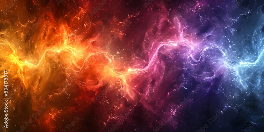 Poster vibrant cosmic explosion of multicolored energy swirls in dynamic abstract background