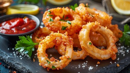 Squid Rings Appetizer: Start your meal with crispy squid rings, a classic appetizer that never fails to impress.