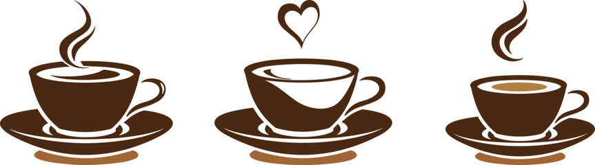 Cup of coffee set, vector illustration.