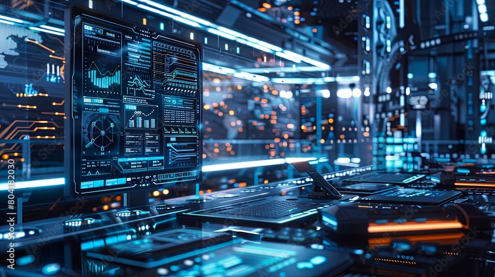 Poster technology hub: harness the power of technology with a desktop computer at the heart of your workspa