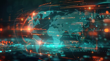 Obraz premium background illustration digital network on the world