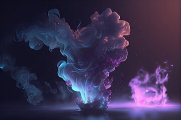 Obraz premium Colorful smoke on dark background. Generative Ai