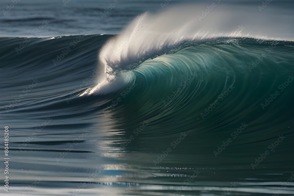 Poster looking at water movement of ocean creating white spray waves texture lit by sunlight simple minimal