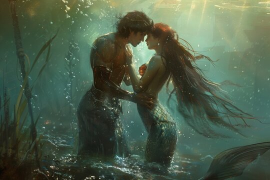 Enigmatic Mermaid and Human Romance in Mystic Waters