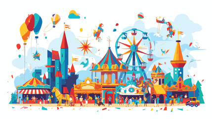 Amusement park vector entertainment icons elements