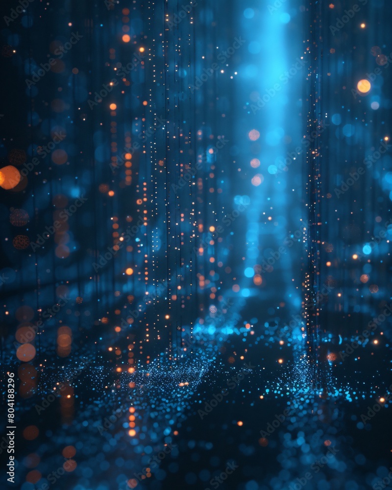 Poster 3d visualization of blue data lake and data pipeline: digital landscape