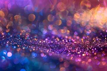A close-up view of a shimmering purple and blue background with vibrant colors and sparkling textures