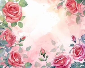 The banner greeting card template for Valentine s Day showcases an elegant roses and hearts design