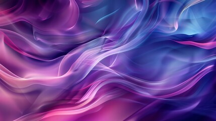Fototapeta premium Abstract background features fluid, wavy lines and shapes that create a dynamic and flowing visual effect. The colors used are various shades of purple and blue